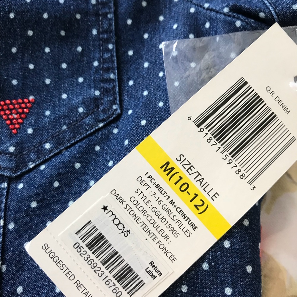 NWT GUESS kids denim dress with red belt